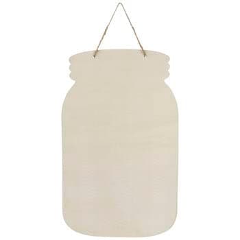 Unfinished Wood Mason Jar Wall Sign - 15.69 x 9.56 Inches