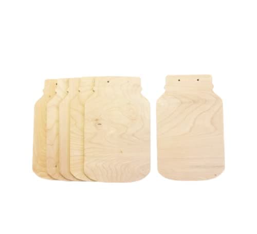 6-Pack Unfinished Birch Plywood Cutout Mason Jars for DIY Crafts Door Hangers Ready to Paint