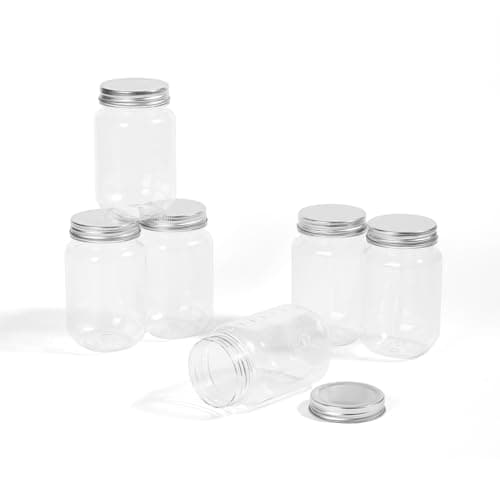 16oz BPA Free Clear Mason Style Plastic Storage Containers with Screw-On Lids - 20 Pack