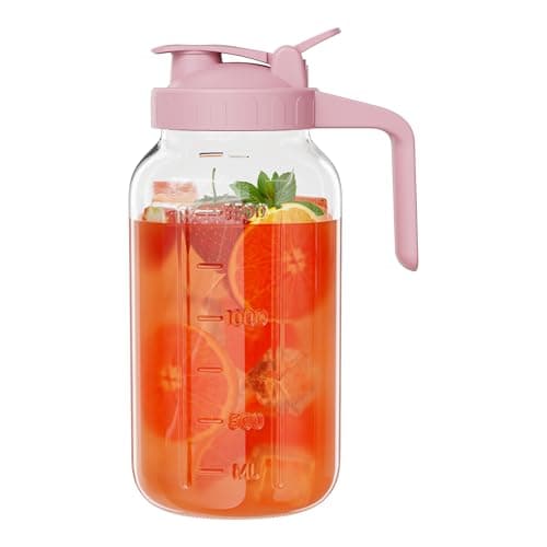 32 oz Airtight Glass Pitcher with Pour Spout for Breastmilk Storage — Pink
