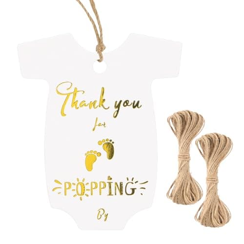 G2PLUS Kraft Paper Gift Tags, 100PCS Brown Hangtags for Canning Jars and Party Favors — Gold Onesie-popping