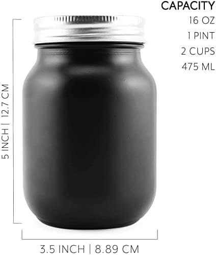 Darware Black Chalkboard Mason Jars (Pint Size, 6-Pack)