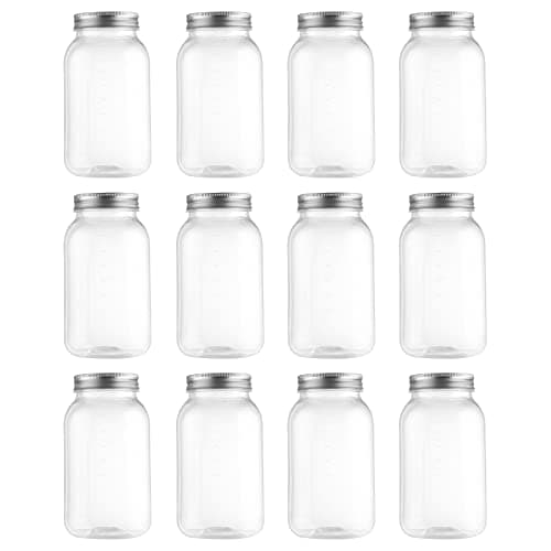 Novelinks 32 OZ Clear Plastic Mason Jars with Lids - Dishwasher Safe Plastic Mason Jars 32 OZ Plastic Jars with Lids for Kitchen & Household Storage (12 Pack) (Black)

Novelinks Dishwasher Safe 32 OZ Clear Plastic Mason Jars with Lids - For Kitchen &