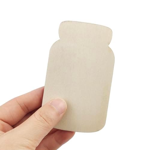 30 Pack 4 Inch Wood Mason Jar Cutouts for Home Party Decoration Craft Project