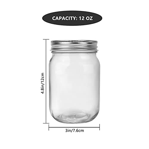 20-Pack 12 oz Clear Glass Jars with Silver Lids, Perfect for Food Storage