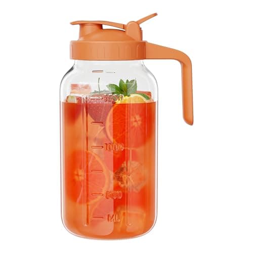 32 oz Airtight Glass Pitcher with Pour Spout for Breastmilk Storage — Orange