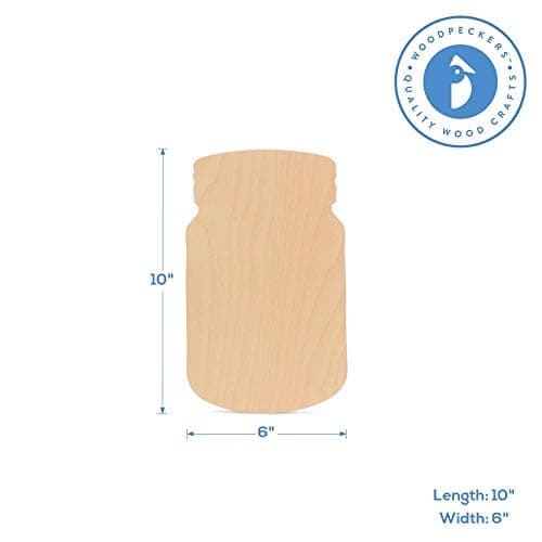 Woodpeckers 10 x 6-inch Unfinished Wood Mason Jar Signs, Pack of 3 for Farmhouse Kitchen Crafts