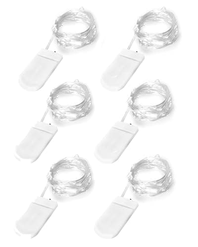 Blingstar Waterproof Silver Fairy Lights, 6 Pack 7Ft, Warm White, Christmas Decoration — Cool White