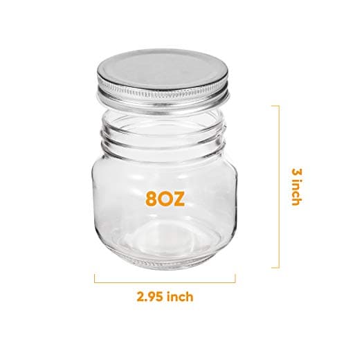 Accguan Mason Jars, 8OZ Silver Lids, 24 Pack, Perfect for Jam, Honey, Wedding Favors