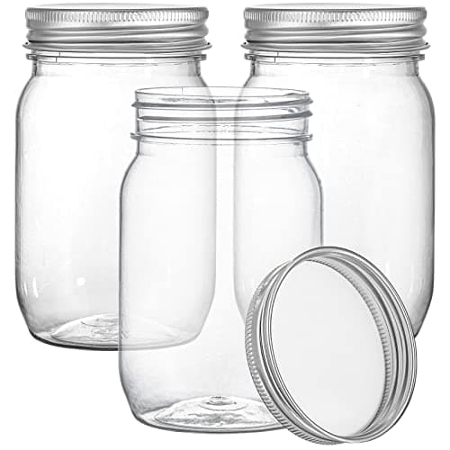 Tebery 24-Pack Clear Plastic Mason Jars, Shatterproof Storage for Slime, Oats, Honey