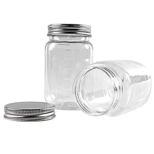 Novelinks 16 Ounce Clear Plastic Jars - BPA Free, Refillable Kitchen Storage Containers (20 Pack)
