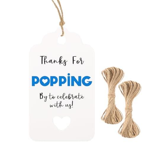 G2PLUS Kraft Paper Gift Tags, 100PCS Brown Hangtags for Canning Jars and Party Favors — Blue Heart-popping