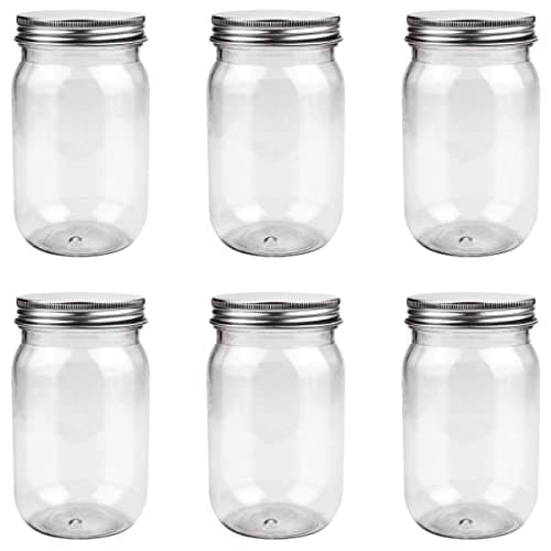 Refillable 16 Oz Clear Plastic Mason Jars for Storage Home Kitchen