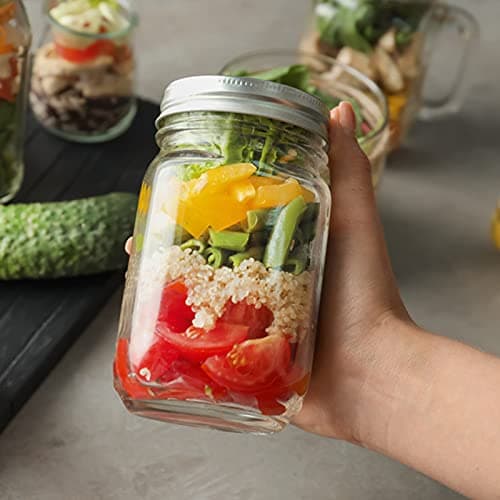 CycleMore 350ml Wide Mouth Glass Mason Jars, Silver Lids, Ideal for Honey, Jam, and Crafts