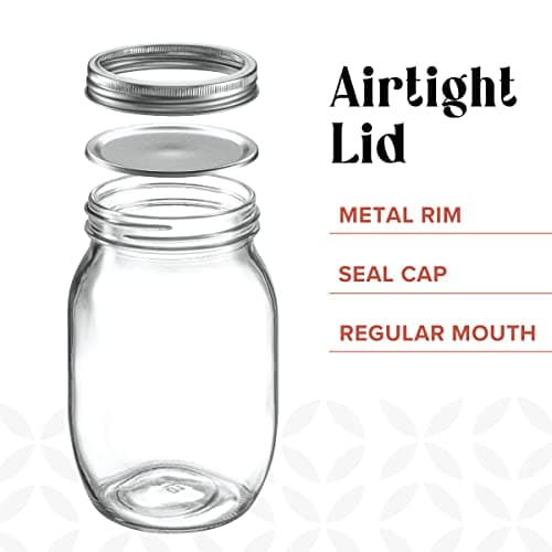 6-Pack 16 oz. Glass Mason Jars with Airtight Lids for Canning & Meal Prep