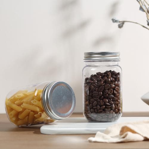 16oz BPA Free Clear Mason Style Plastic Storage Containers with Screw-On Lids - 20 Pack