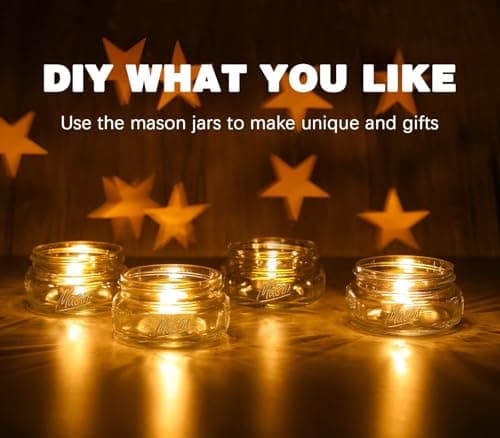 Clear 8 oz Wide Mouth Mason Jars, 12 Pack with Lids & Bands, Perfect for Canning & Preserving