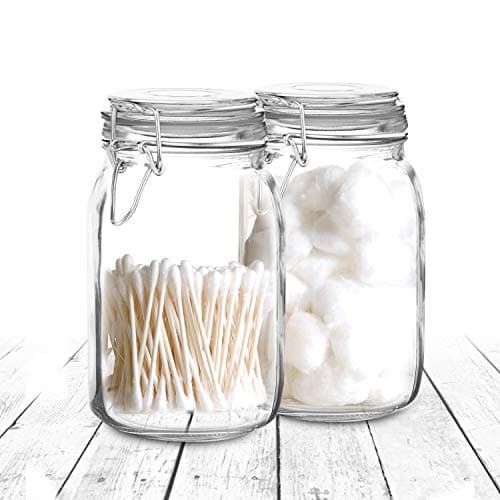3-Liter Mason Jars with Lid | Airtight Glass Storage for Food, Coffee, Candies & More | Glass Canisters | 34 Ounces