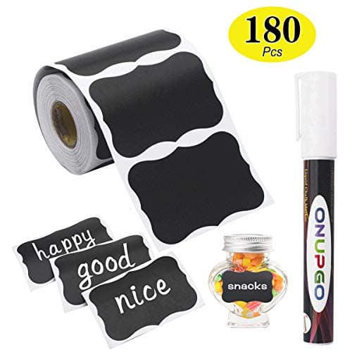 ONUPGO Chalkboard Labels 180pcs Waterproof Reusable for Mason Jars & Home Organization — B: Wavy Shape