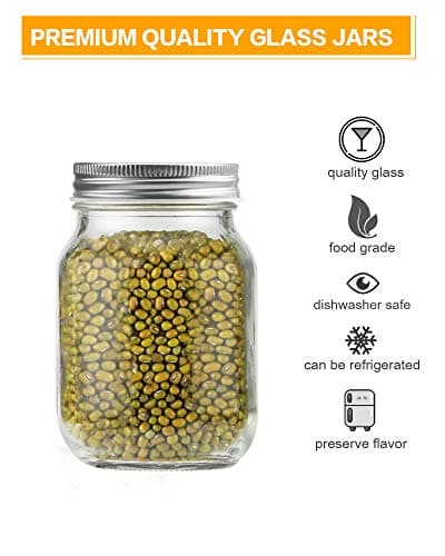15 Pack 16 oz Mason Jars With Silver Lids for Meal Prep