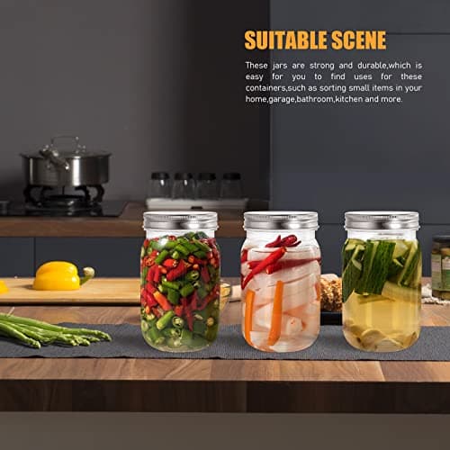 Refillable 16 Oz Clear Plastic Mason Jars for Storage Home Kitchen