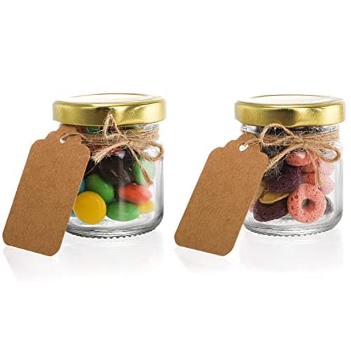 Kingrol 60 Pack 1.5 oz Glass Jars with Lids, Personalized for Spices, Herbs, Crafts