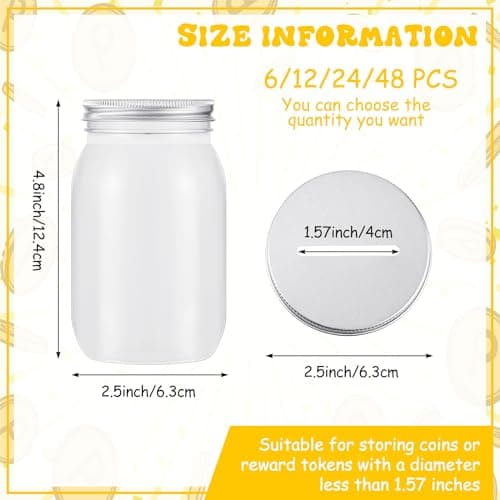 Roowest 24Cs Coin Jars for Kids' Behavior Tokens Classroom Rewards