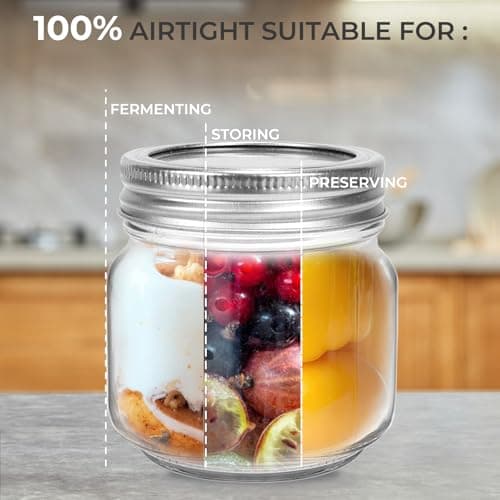 8oz Glass Mason Jars, 6 Pack with Labels, Perfect for Spices and Candies