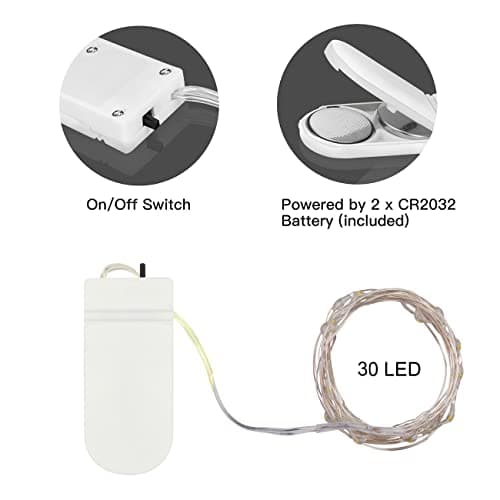16 Pack 10ft 30 LED Silver Wire Warm White Fairy Lights for Wedding and Party