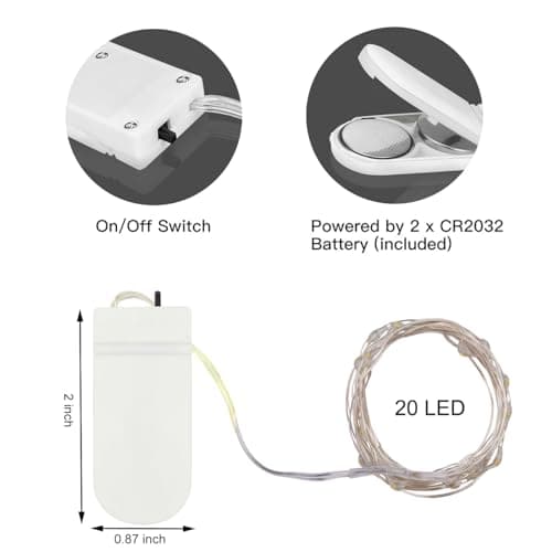 20 Pack Battery Operated Silver Fairy Lights for Wedding Party Crafts