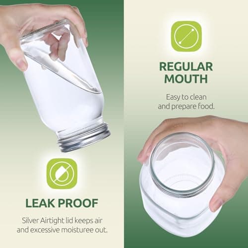 6 Pack 24 oz Airtight Glass Mason Jars for Food Storage & Preserving