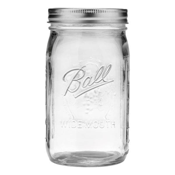 Quart Size Ball Wide Mouth Glass Mason Jars with Lids & Bands (Pack of 2)