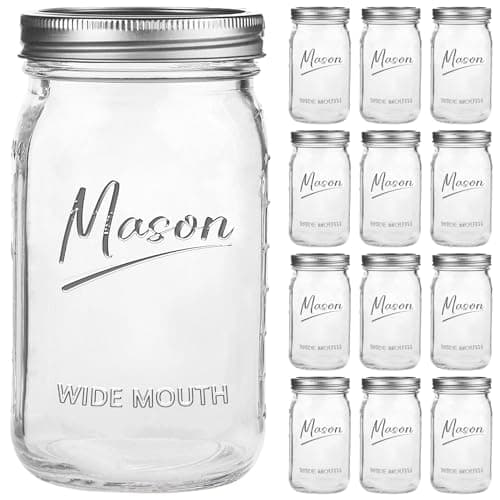 Blue Mason Jars 32 oz, 6Pack Wide Mouth Colored Canning Jars — 32oz-12Pack
