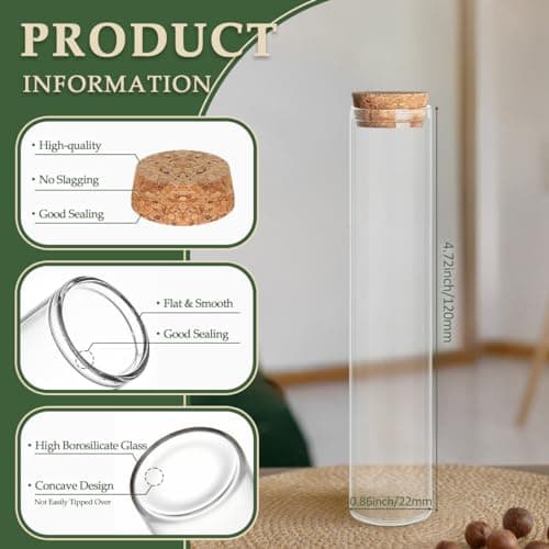 JIUYUE Mini Glass Bottles with Cork-Stoppers, Art Crafts Storage Jars (10 Pcs)