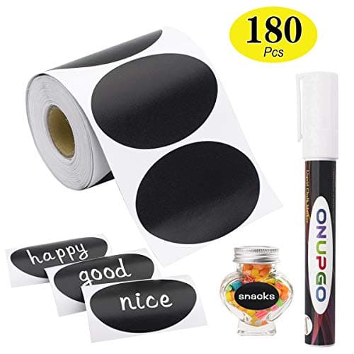 ONUPGO Chalkboard Labels 180pcs Waterproof Reusable for Mason Jars & Home Organization — D: Oval Shape