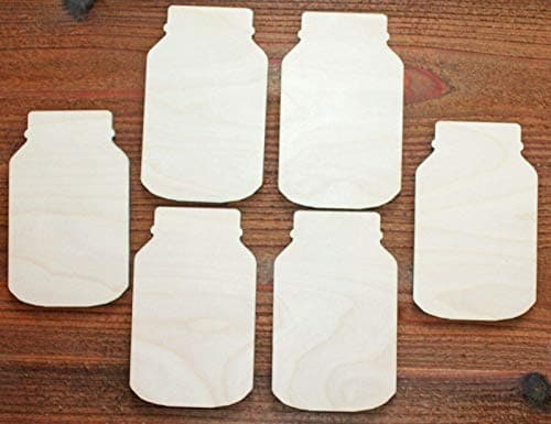 6-Pack Unfinished Birch Plywood Cutout Mason Jars for DIY Crafts Door Hangers Ready to Paint