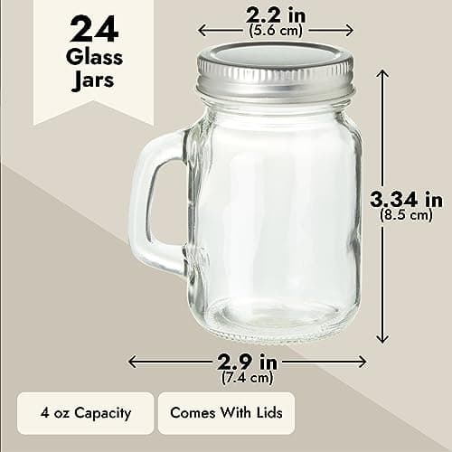 Juvale 24-Pack 4 oz Mason Jars with Lids for Arts and Crafts