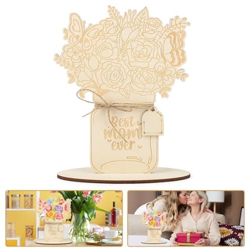 Unfinished Wooden Flower Ornaments for Painting, DIY Home Decor 10.1x7 Inch