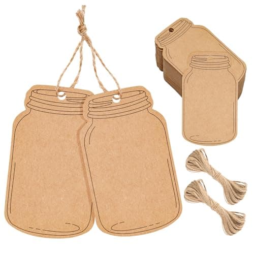 G2PLUS Kraft Paper Gift Tags, 100PCS Brown Hangtags for Canning Jars and Party Favors