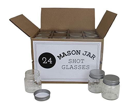 24-Pack Mason Jar Shot Glasses, 2 oz, Leak-Proof Lids, Ideal for Drinks, Favors, and Crafts