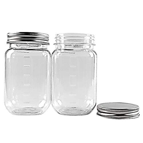 Novelinks 16 Ounce Clear Plastic Jars - BPA Free, Refillable Kitchen Storage Containers (20 Pack)