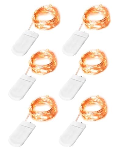 Blingstar Waterproof Silver Fairy Lights, 6 Pack 7Ft, Warm White, Christmas Decoration — Orange