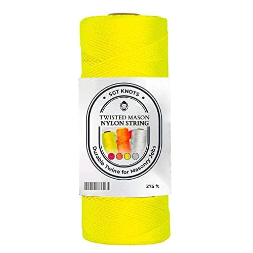 SGT KNOTS Fluorescent Yellow 275ft Twisted Mason Nylon String for Masonry & DIY Projects