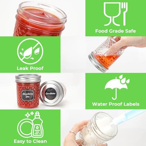 30 Pack CycleMore Wide Mouth Glass Jars, 6 oz Airtight Canisters for Jelly, Sauce, and Favors