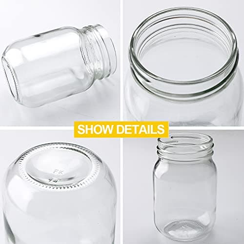 Accguan Mason Jars 16 oz, 12-Pack with Lids & Bands, 16 Labels Included