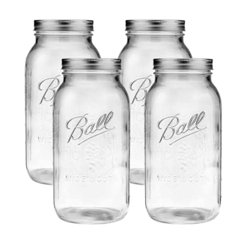 Quart Size Ball Wide Mouth Glass Mason Jars with Lids & Bands (Pack of 2) — Half Gallon