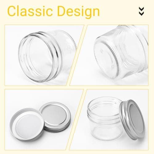 CycleMore 40 Pack 4oz Clear Mason Jars with Silver Lids, Spice Bottles for Honey & Jam