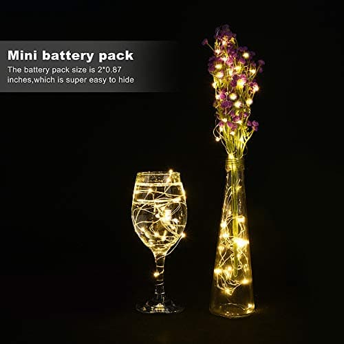 24 Pack Battery Operated Silver Wire Fairy Lights - Warm White for Weddings & Parties