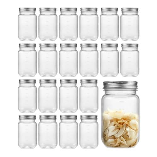 16oz BPA Free Clear Mason Style Plastic Storage Containers with Screw-On Lids - 20 Pack