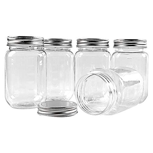 Novelinks 16 Ounce Clear Plastic Jars - BPA Free, Refillable Kitchen Storage Containers (20 Pack)